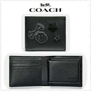Coach Black Leather Varsity Patches Wallet